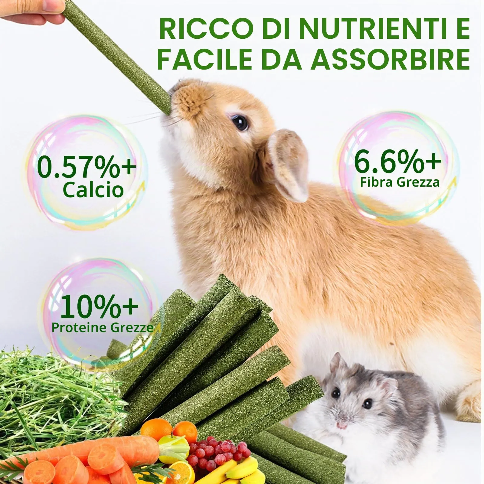 DOGGYZSTYLE 30Pcs Coniglio Tratta Timothy Hay Sticks,Fieno Di Timothy Naturale Per Coniglio,Porcellini D'India, Cincillà,Criceti,Giocattoli Da Masticare Fatti A Mano Per Conigli Cibo Per Conigli - immagine 4