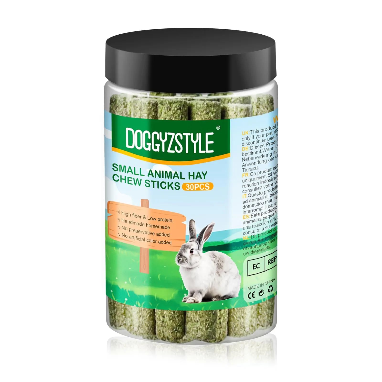 DOGGYZSTYLE 30Pcs Coniglio Tratta Timothy Hay Sticks,Fieno Di Timothy Naturale Per Coniglio,Porcellini D'India, Cincillà,Criceti,Giocattoli Da Masticare Fatti A Mano Per Conigli Cibo Per Conigli - immagine 8