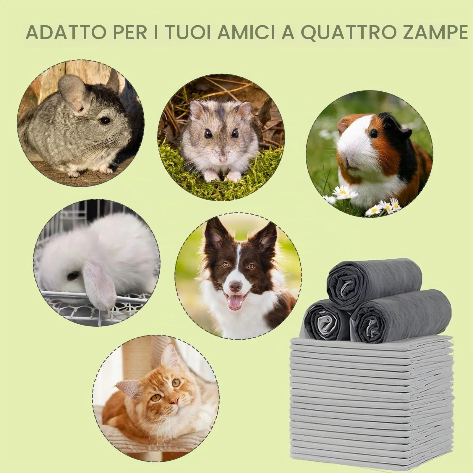 PeSandy Cuscinetti per Pipì di Coniglio, Cuscinetti Monouso per Addestramento Animale Domestico, 120 Pezzi Tappetino Igienico Assorbenti per porcellini d'India Cuccioli Cincillà Criceti Furetti Gatti - immagine 4