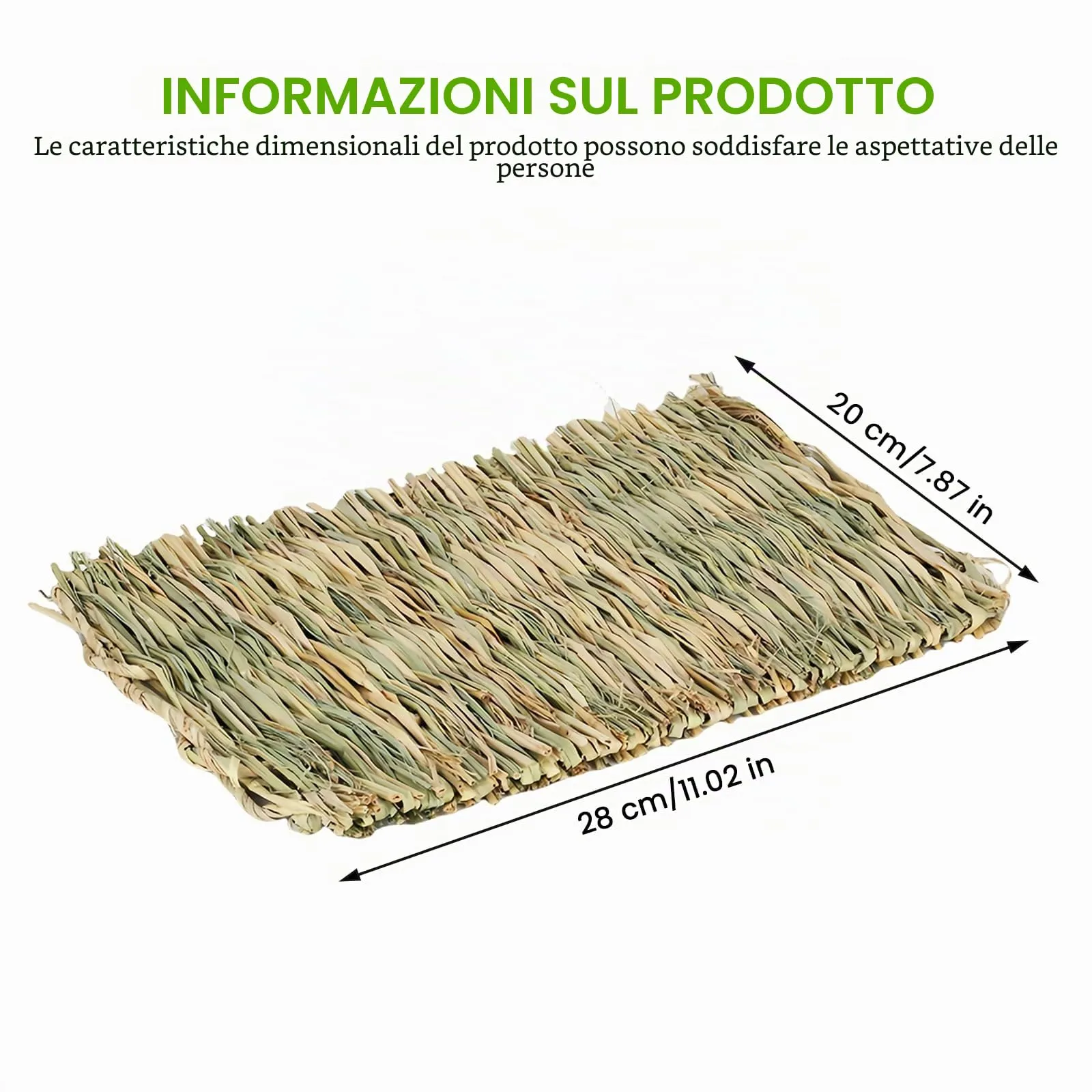 WANDGU Confezione da 6 tappetini in erba per piccoli animali: tappetino in erba naturale intrecciato a mano, tappetino in erba per conigli, letto per conigli, giocattolo da masticare commestibile - immagine 2