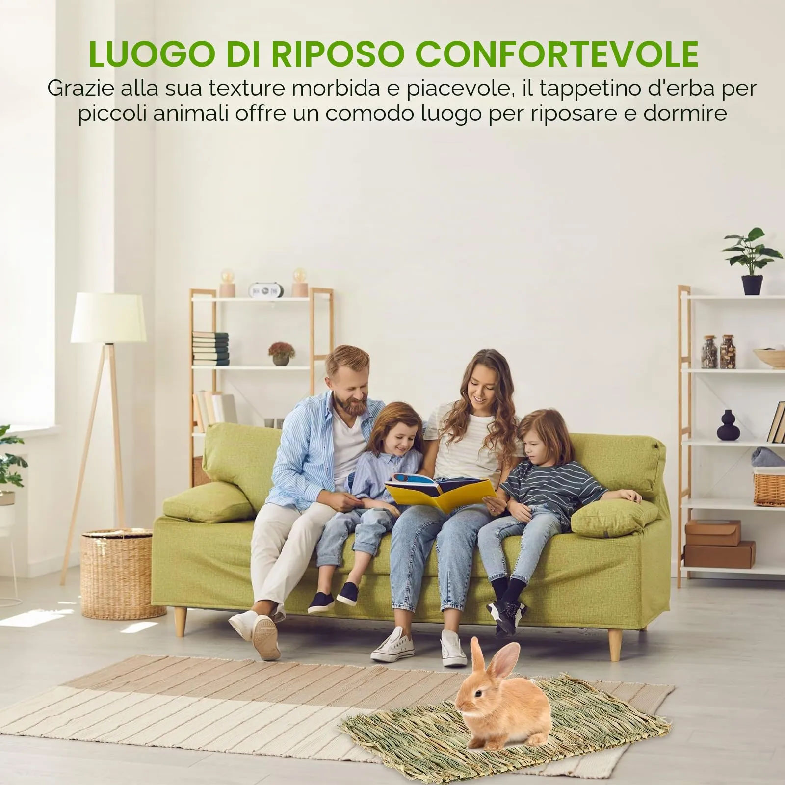 WANDGU Confezione da 6 tappetini in erba per piccoli animali: tappetino in erba naturale intrecciato a mano, tappetino in erba per conigli, letto per conigli, giocattolo da masticare commestibile - immagine 6