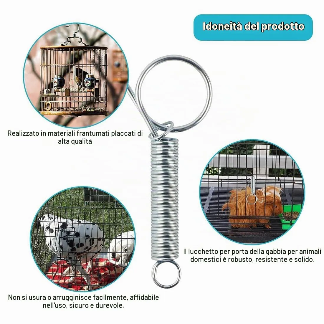 BEPSYOM Cani Gabbia Porta Gancia Molla,10 pzganci a Molla per Gabbia per Conigli,bbia Porta a Molla Gancio,Fissaggio Pet Gabbie Porta per Porte Roditori Criceti Scoiattoli Uccelli - immagine 4
