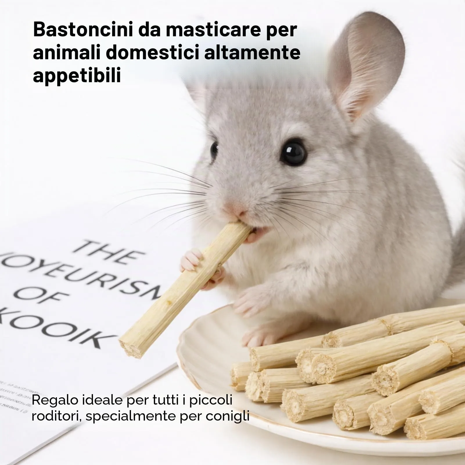 Rowglow 500g Bastoncini Bambu Coniglio Naturale, Bastoncino Bambù Per Cincillà Criceto Porcellino D'India(500g Bastoncini Bambu Coniglio) - immagine 4