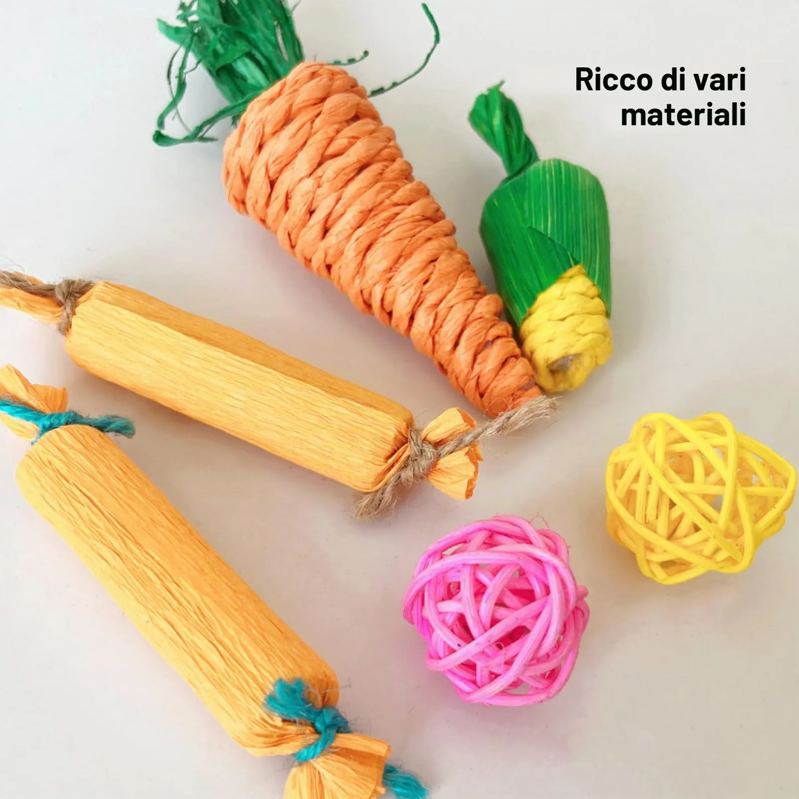 RowGlow 21 Pz Giocattoli per Coniglio, Giocattoli da Masticare per Coniglio, Criceto, Porcellino d'India e Cincillà, Giochi per Roditori Bastoncino Fieno Timoteo Bastoncino Melo Palle di Rattan per - immagine 6