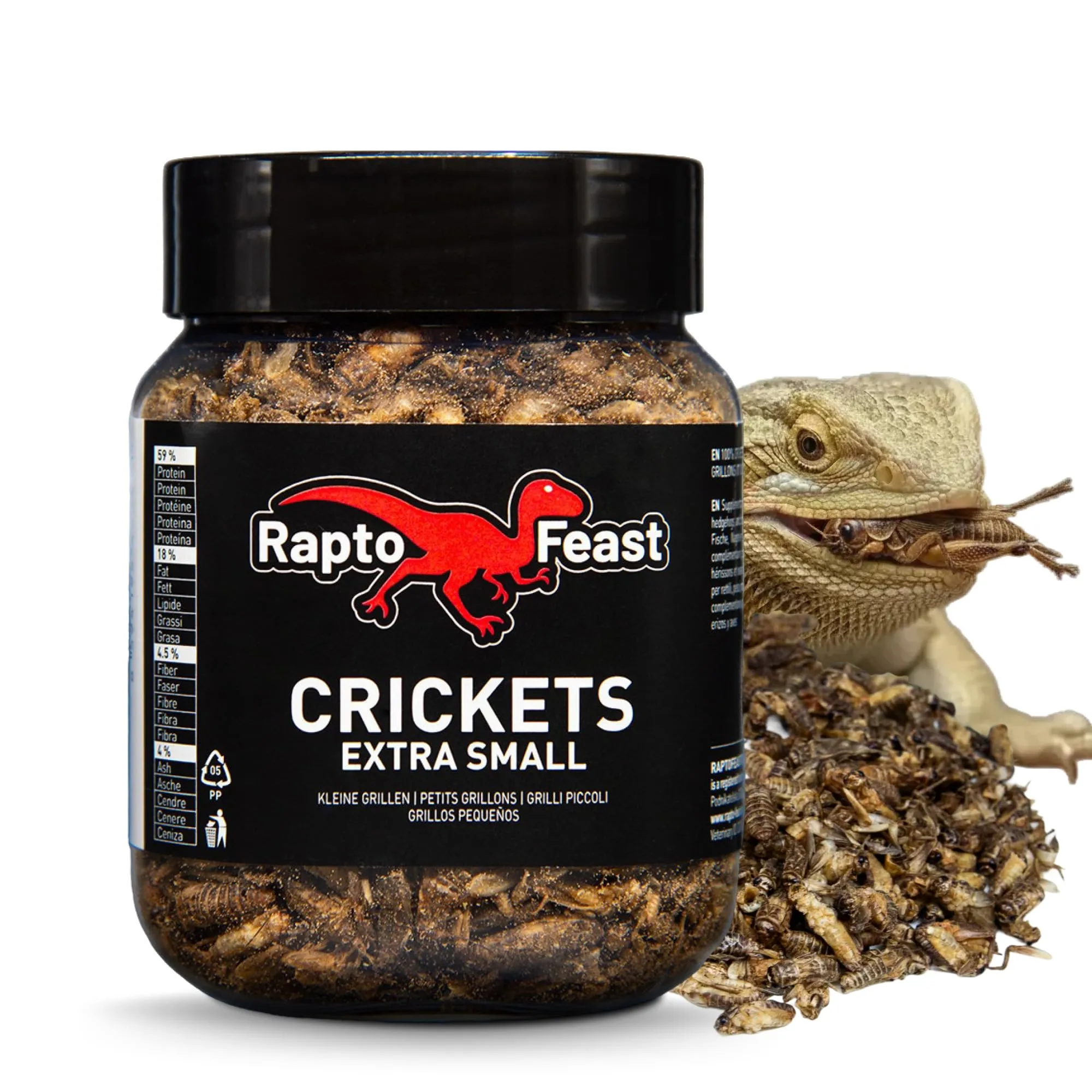 Rapto Feast Grilli Essiccati Extra Piccoli 50g - Mangime Naturale | Insetti Ricchi di Proteine | Rettili, Tartarughe, Ricci e Piccoli Mammiferi | Snack Occasionale per Gechi e Draghi Barbuti - immagine 1