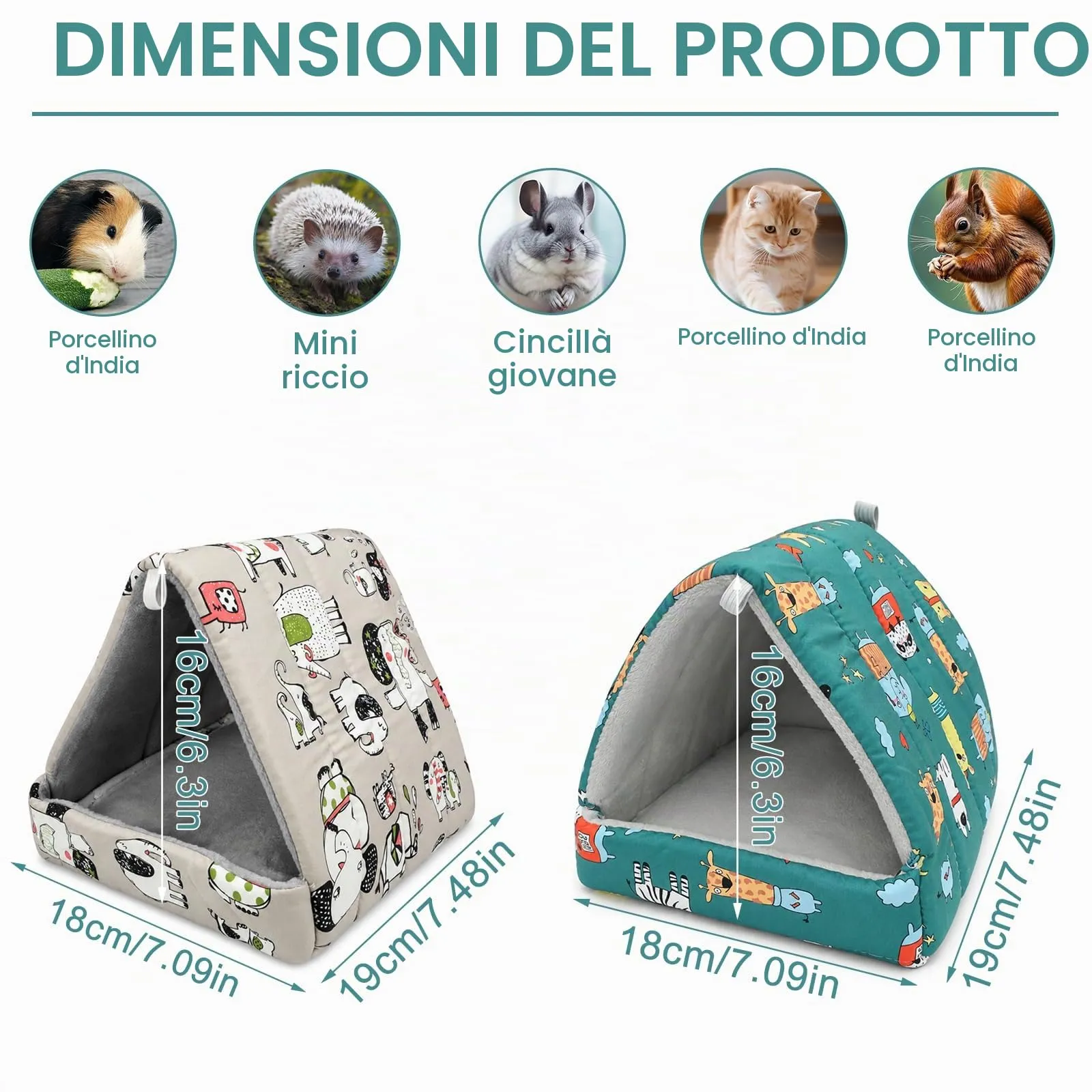 BZURTER Casetta Porcellino D'india Cuccia, 2 pezzi Accogliente Casetta - immagine 2