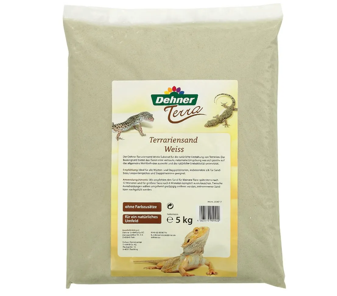 Dehner Terra - Sabbia per terrari, Grana da 0,2-1 mm, 5 kg, Colore: Bianco - immagine 1