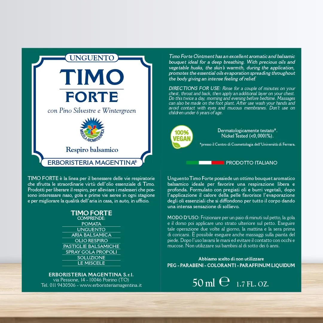 Erboristeria Magentina Timo Forte Unguento 50 ml - Balsamico per Vie Aeree, Petto e Schiena - immagine 4