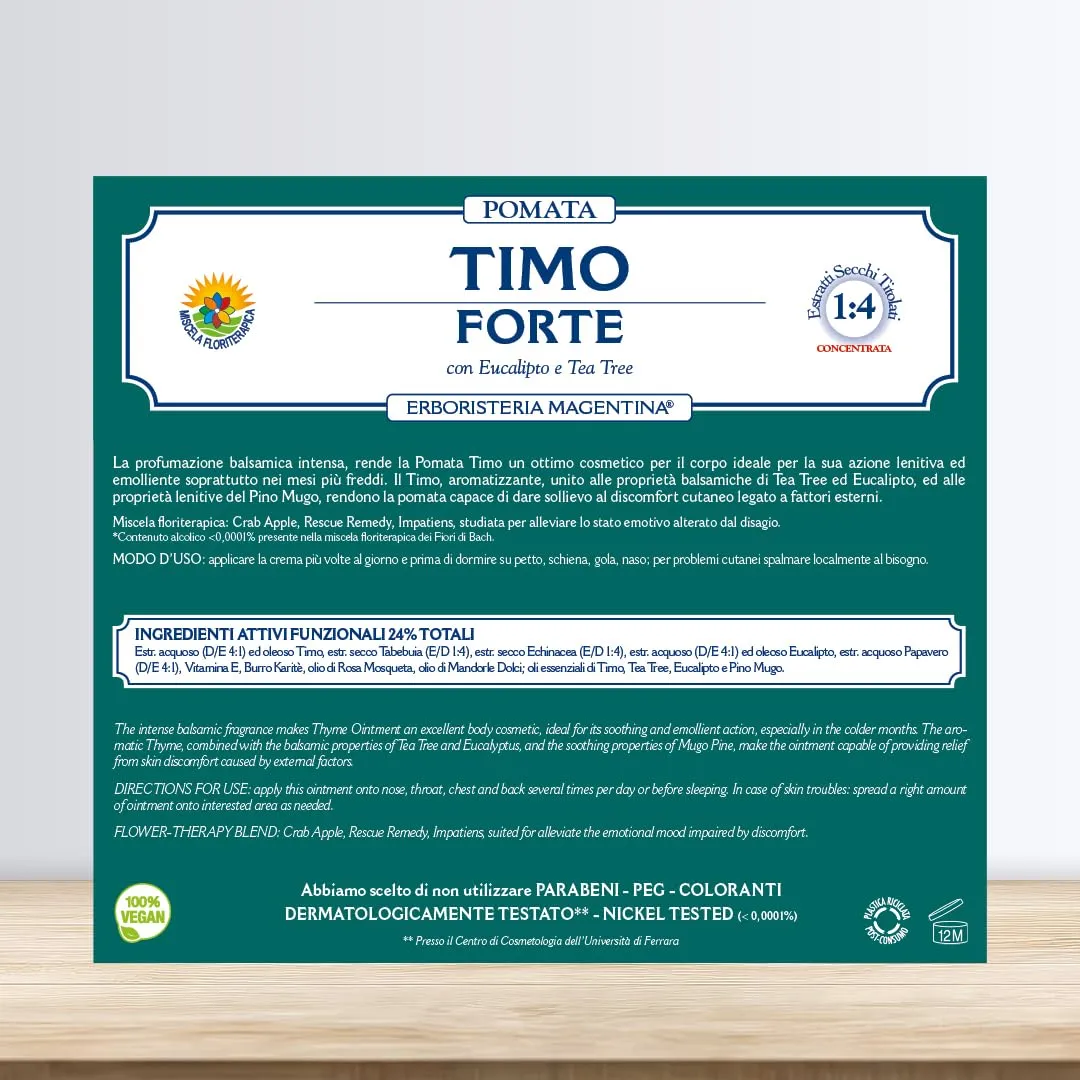 Erboristeria Magentina Timo Forte Pomata 100 ml con Eucalipto e Tea Tree - Effetto Balsamico per Vie Respiratorie - Benessere Respiratorio - immagine 3