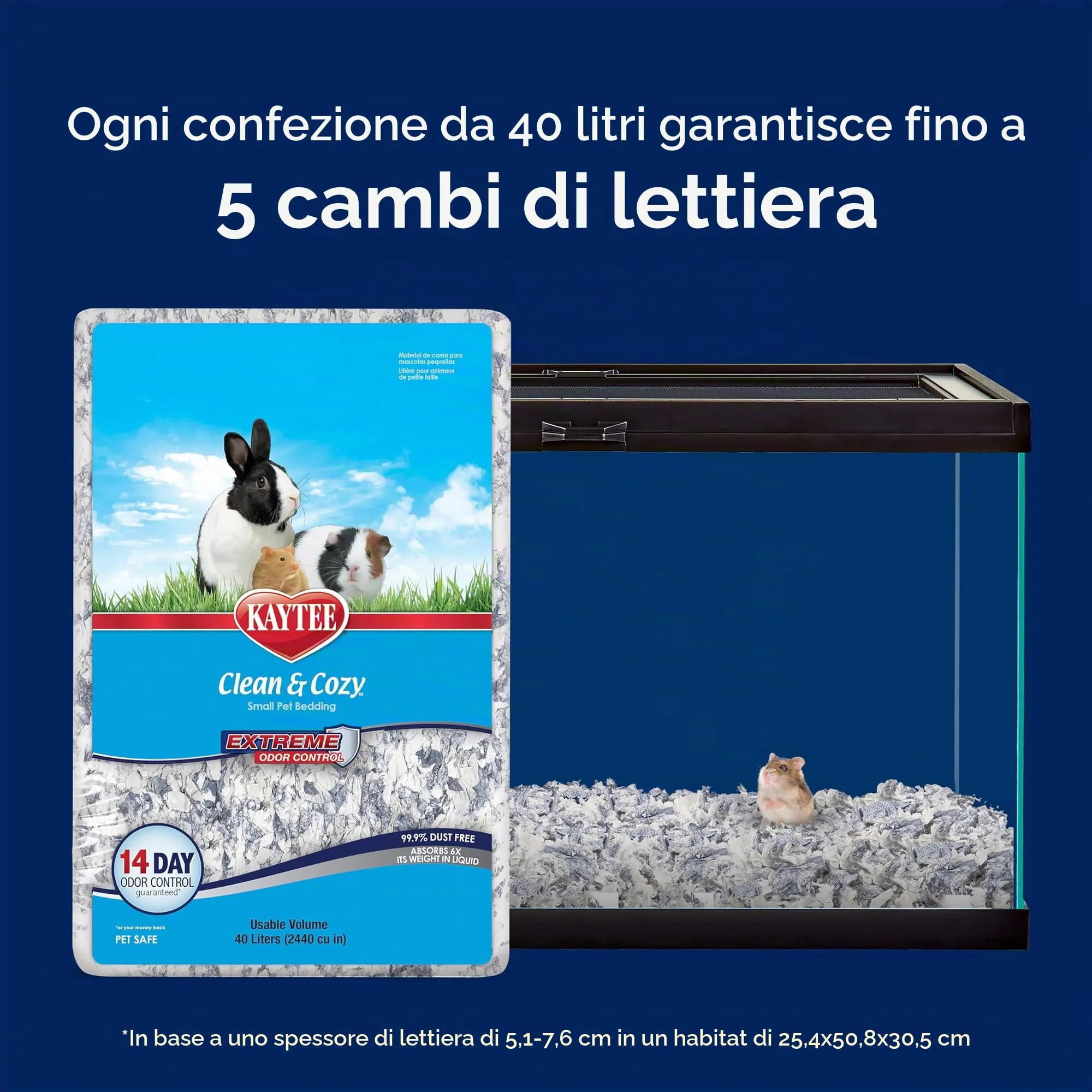 KAYTEE Superpet Clean & Cozy, lettiera per animaletti di Piccola Taglia, topini, gerbilli, roditori, criceti, Conigli,in Carta Super Assorbente, al 99,9% Senza polveri, 40 Litri - 2025 g - immagine 3