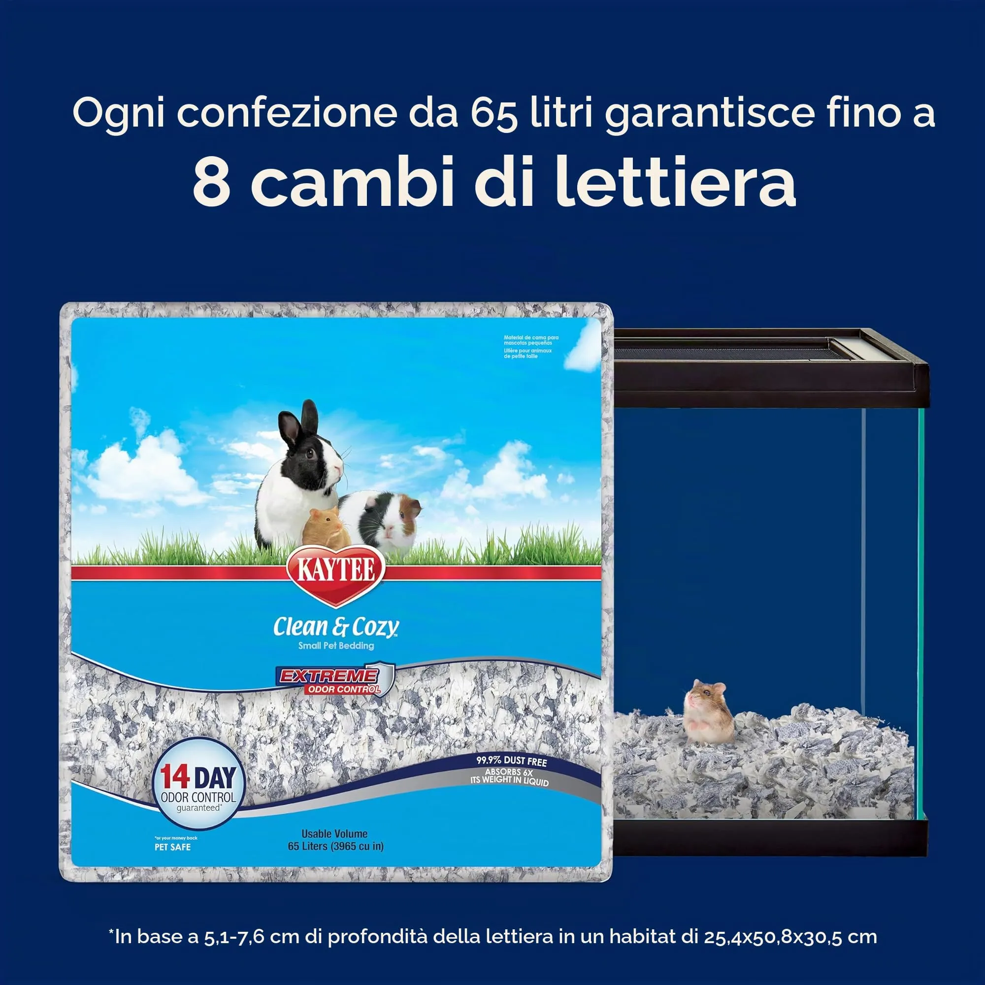 KAYTEE Superpet Clean & Cozy, lettiera per animaletti di Piccola Taglia, topini, gerbilli, roditori, criceti, Conigli,in Carta Super Assorbente, al 99,9% Senza polveri, 65 Litri - 3240 g - immagine 3