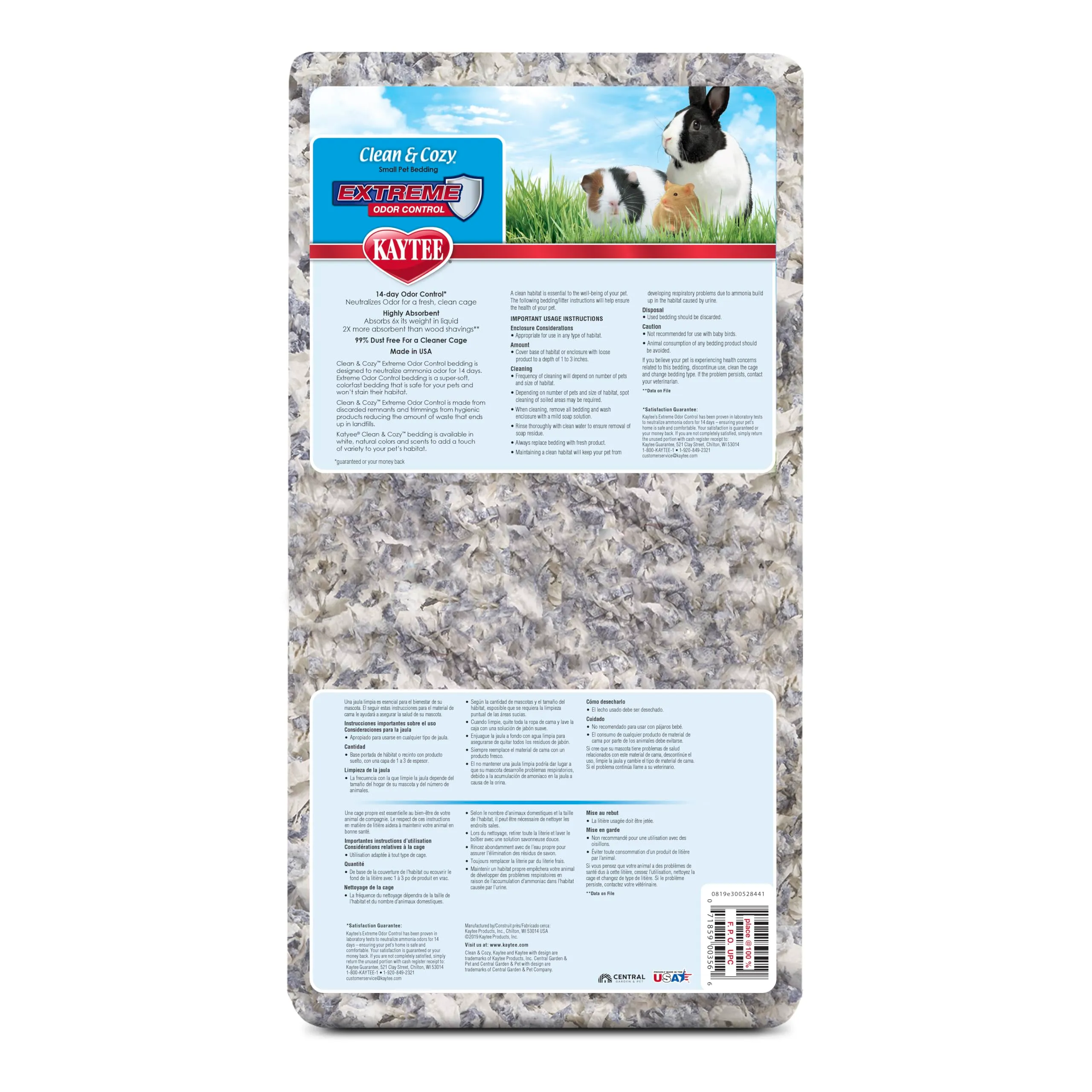 KAYTEE, Clean & Cozy, lettiera per animaletti di piccola taglia, topini, gerbilli, roditori, criceti, massimo controllo dell'odore, in carta super assorbente, al 99,9% senza polveri, 24.6 litri - immagine 10