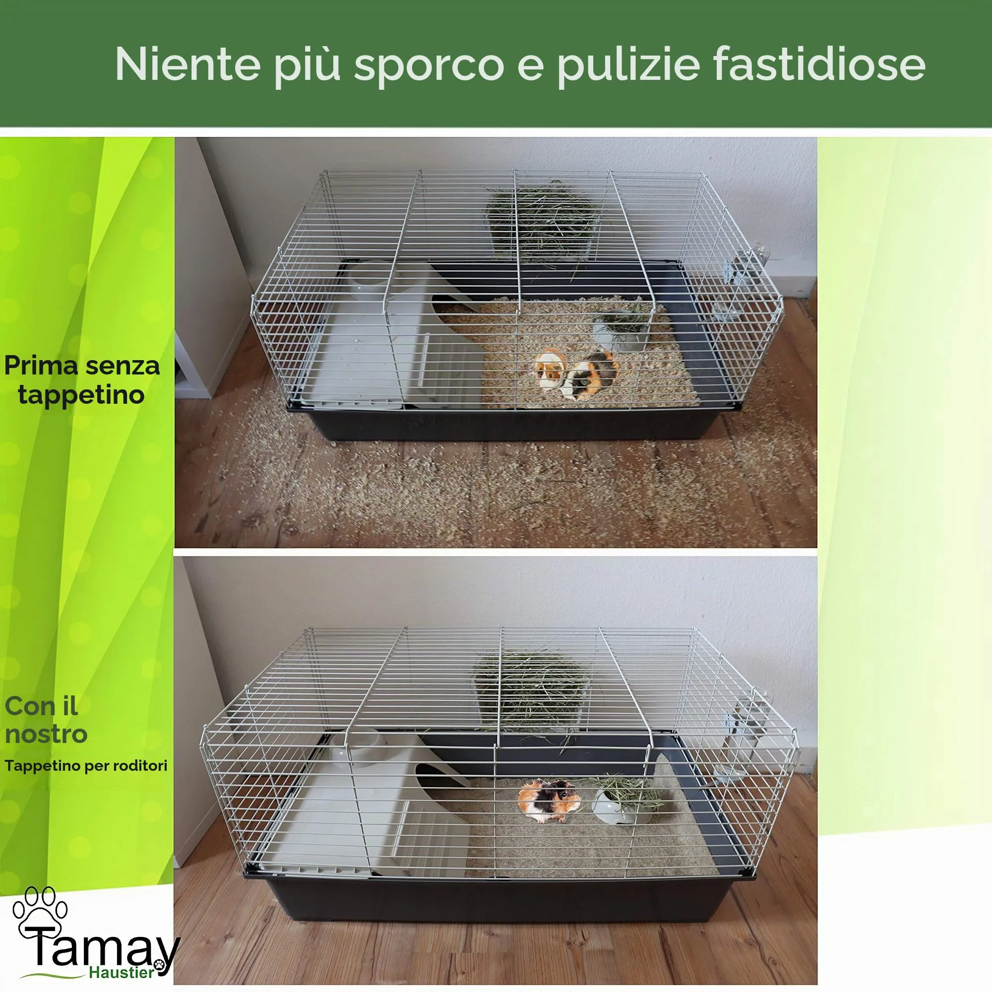 Tamay Tappetini per roditori in 100% canapa, 100 x 50 cm, tappeto per roditori di alta qualità, per conigli, porcellini d'India, piccoli animali, in canapa naturale per roditori (2 pezzi) - immagine 6