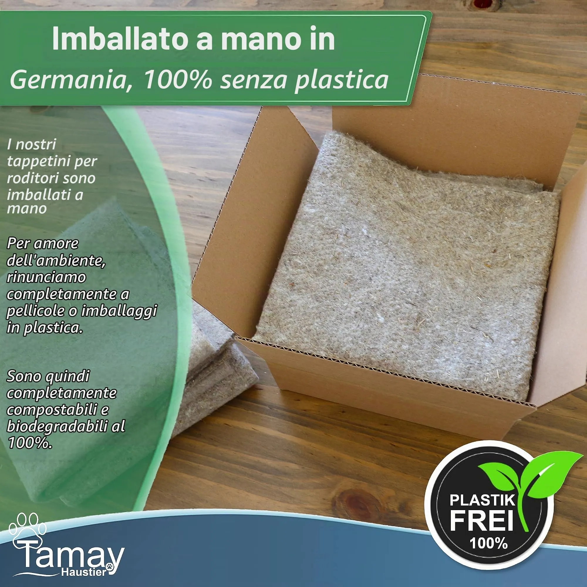 Tamay Tappetini per roditori in 100% canapa, 100 x 50 cm, tappeto per roditori di alta qualità, per conigli, porcellini d'India, piccoli animali, in canapa naturale per roditori (2 pezzi) - immagine 7