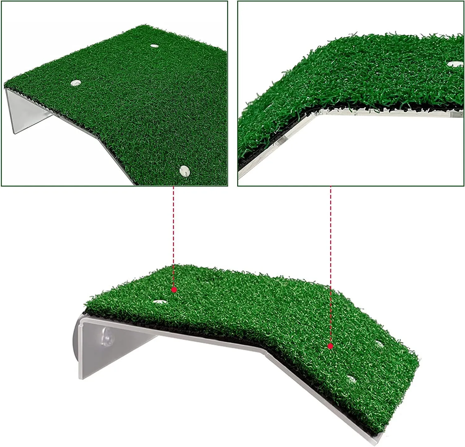 KOMUNJ 1 Piattaforma di Basculazione per Tartarughe, Piattaforma di Erba Simulata Realistica Verde Scalata (20 x 10 x 12 x 5,2 cm) - immagine 3