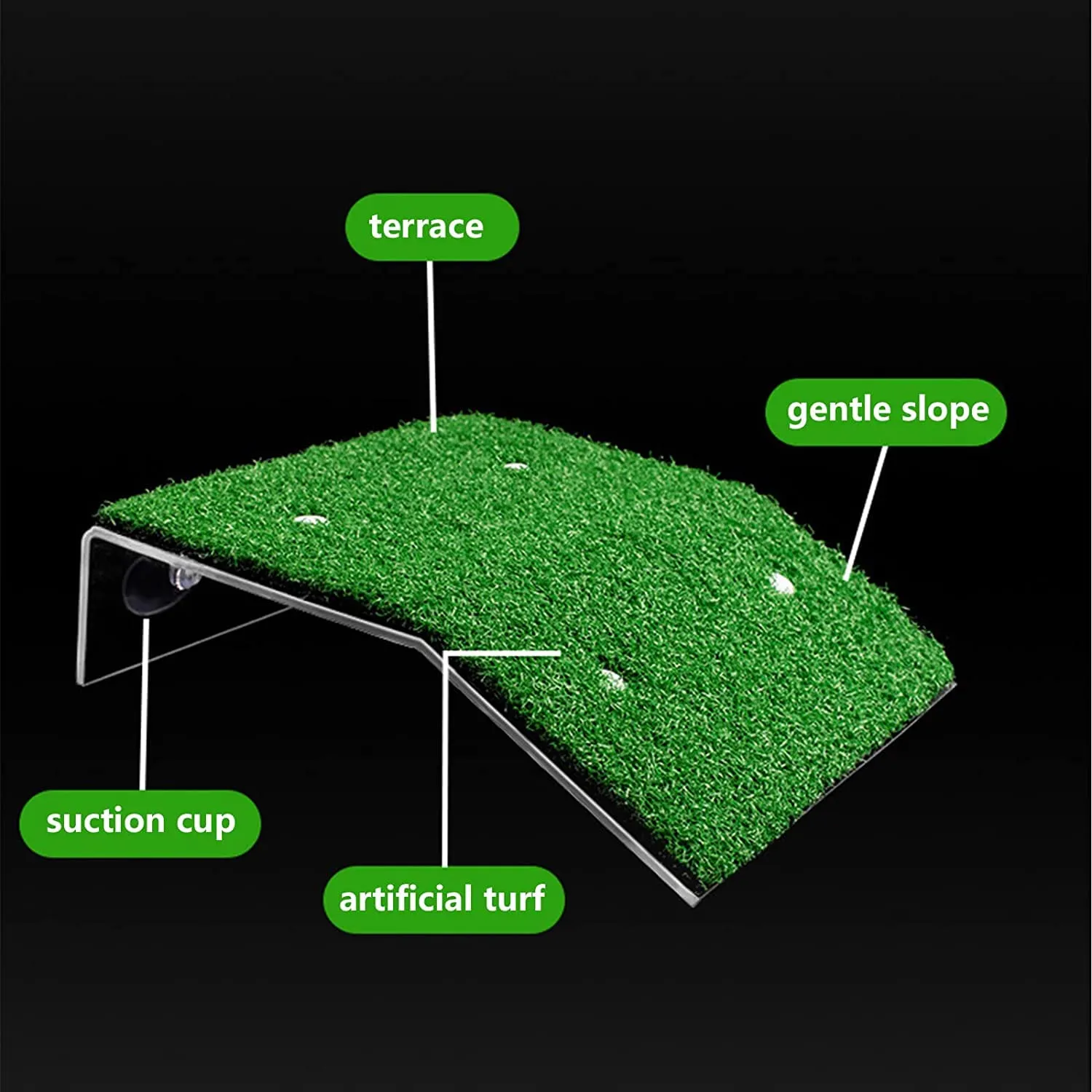 KOMUNJ 1 Piattaforma di Basculazione per Tartarughe, Piattaforma di Erba Simulata Realistica Verde Scalata (20 x 10 x 12 x 5,2 cm) - immagine 4