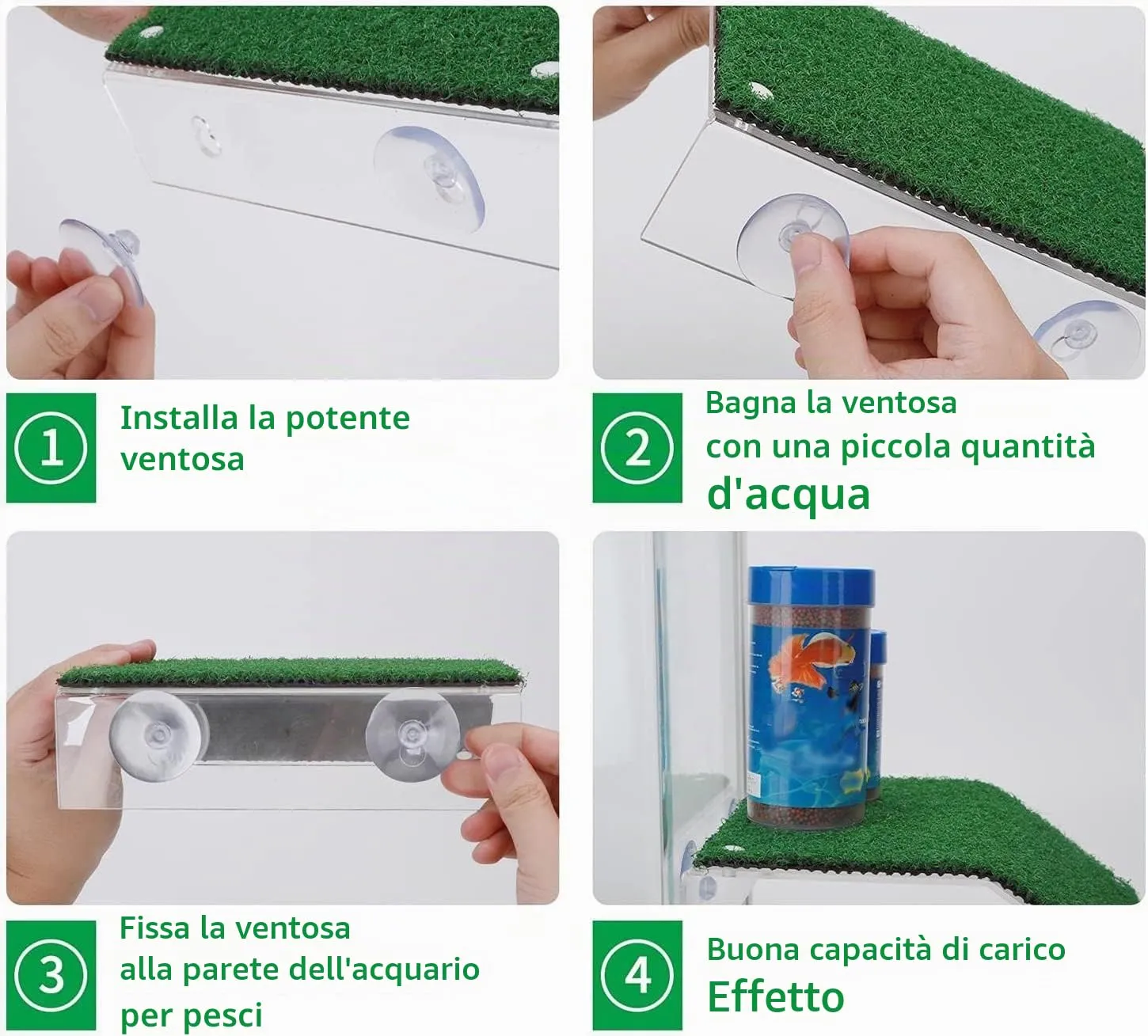 KOMUNJ 1 Piattaforma di Basculazione per Tartarughe, Piattaforma di Erba Simulata Realistica Verde Scalata (20 x 10 x 12 x 5,2 cm) - immagine 7
