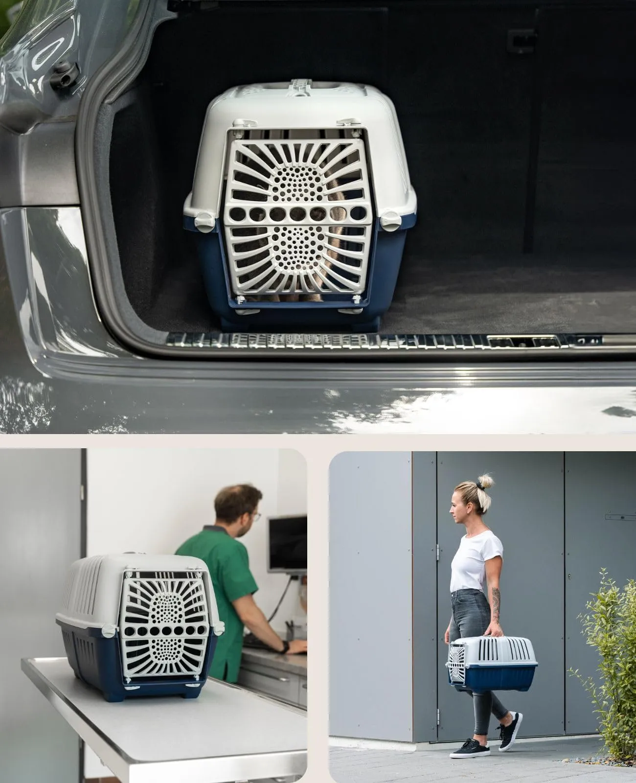 lionto Trasportino Animali, fino a 15 kg, 55 x 36 x 36 cm, Blu - immagine 4