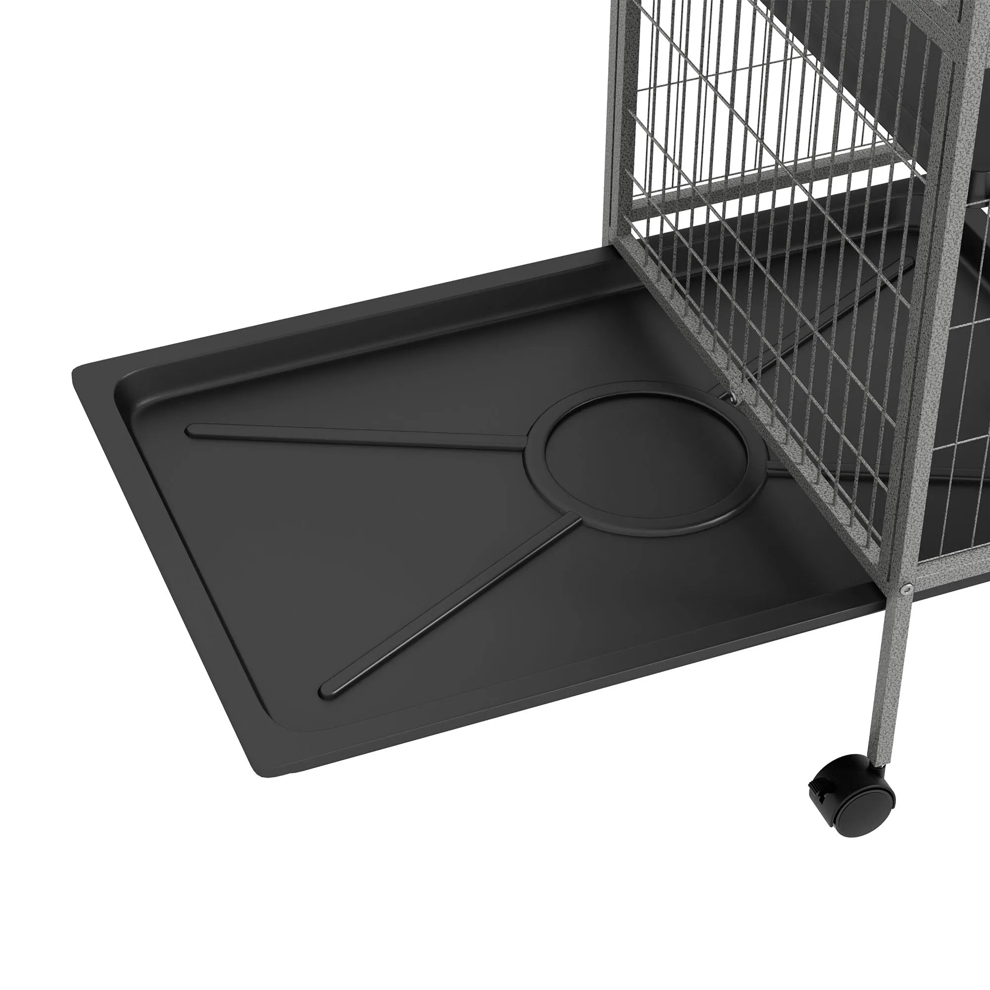 PawHut Gabbia per Animali Piccoli 6 Ingressi 80x52x159cm Argento Grigio - immagine 9