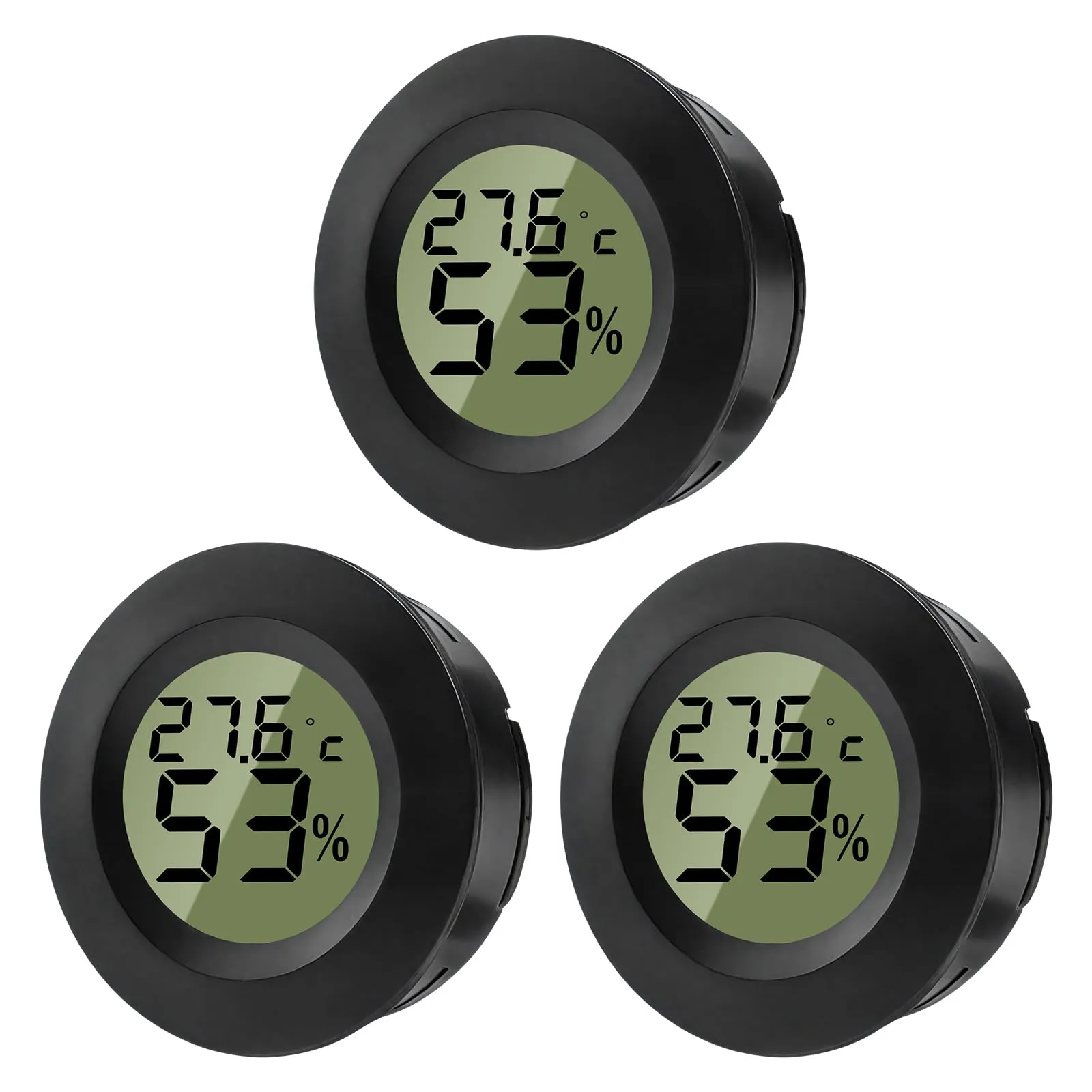ZHITING Igrometro Termometro Mini Digitale Misuratore di Temperatura e Umidità Igrometro Tondo per Interni, Serre, Terrari, Custodie per Chitarre, Umidor, Incubatrici & Vetro (Confezione da 3) - immagine 1