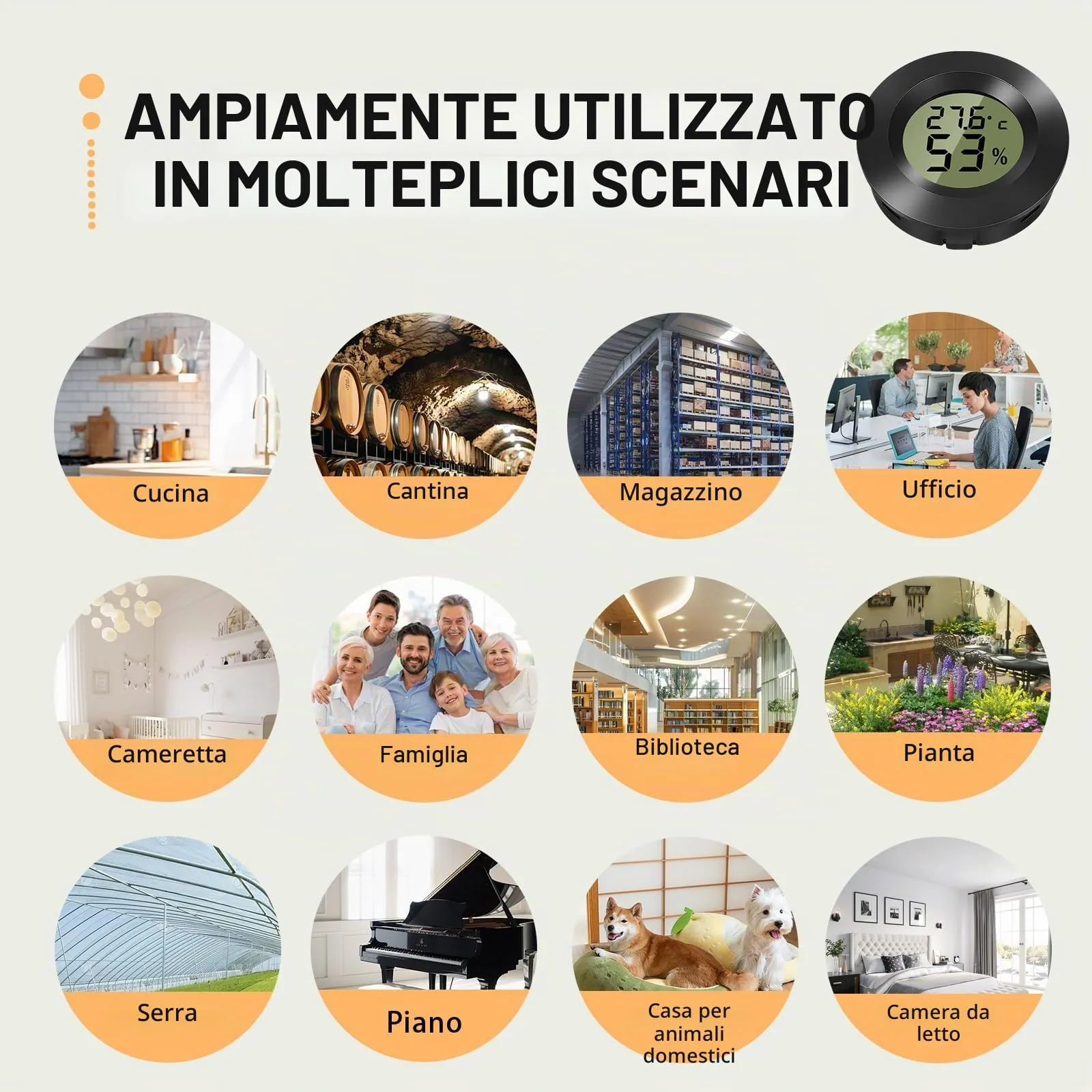 ZHITING Igrometro Termometro Mini Digitale Misuratore di Temperatura e Umidità Igrometro Tondo per Interni, Serre, Terrari, Custodie per Chitarre, Umidor, Incubatrici & Vetro (Confezione da 3) - immagine 7