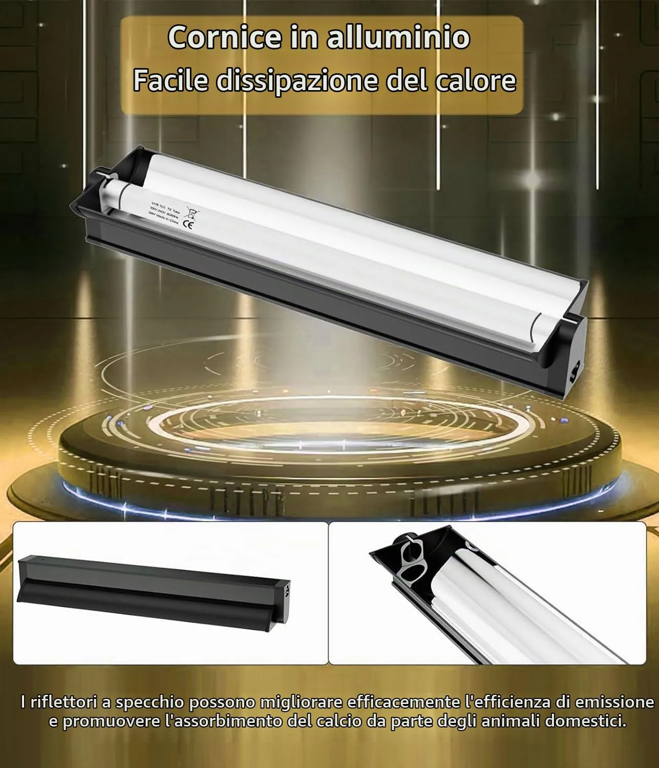 KINGYEENUO Kit Completo Lampada Rettile T5 UVB Lampadina 8W 10.0 UVA UVB - immagine 4