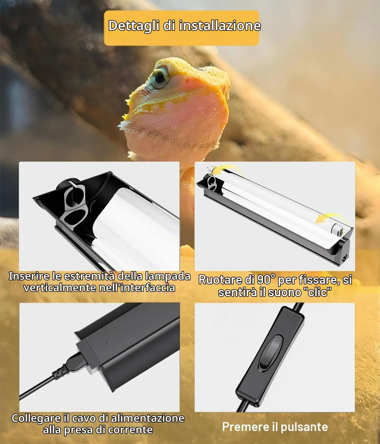 KINGYEENUO Kit Completo Lampada Rettile T5 UVB Lampadina 8W 10.0 UVA UVB - immagine 5