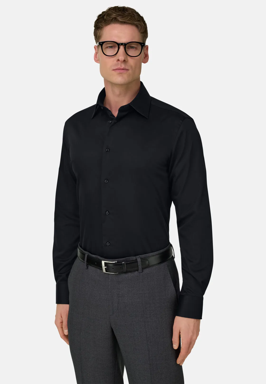 Boggi, Camicia In Satin Di Cotone Regular Fit, Donna, Nero, Taglia: 40 - immagine 1