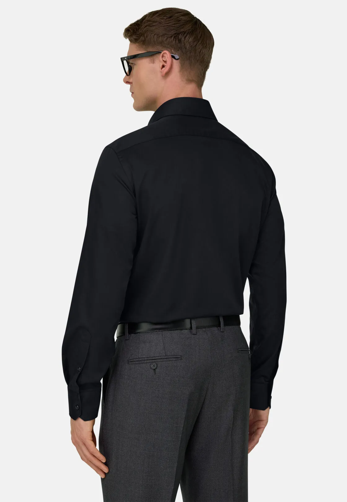 Boggi, Camicia In Satin Di Cotone Regular Fit, Donna, Nero, Taglia: 41 - immagine 3