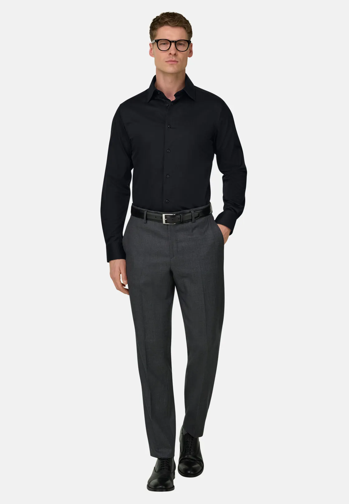 Boggi, Camicia In Satin Di Cotone Regular Fit, Donna, Nero, Taglia: 43 - immagine 2
