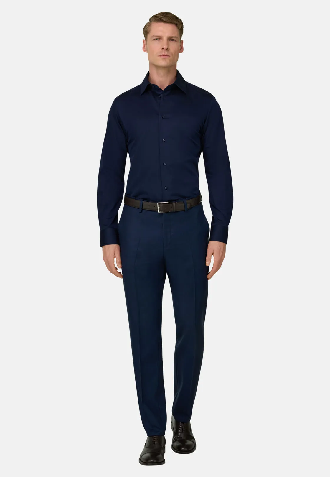 Boggi, Camicia In Satin Di Cotone Regular Fit, Donna, Navy, Taglia: 39 - immagine 2