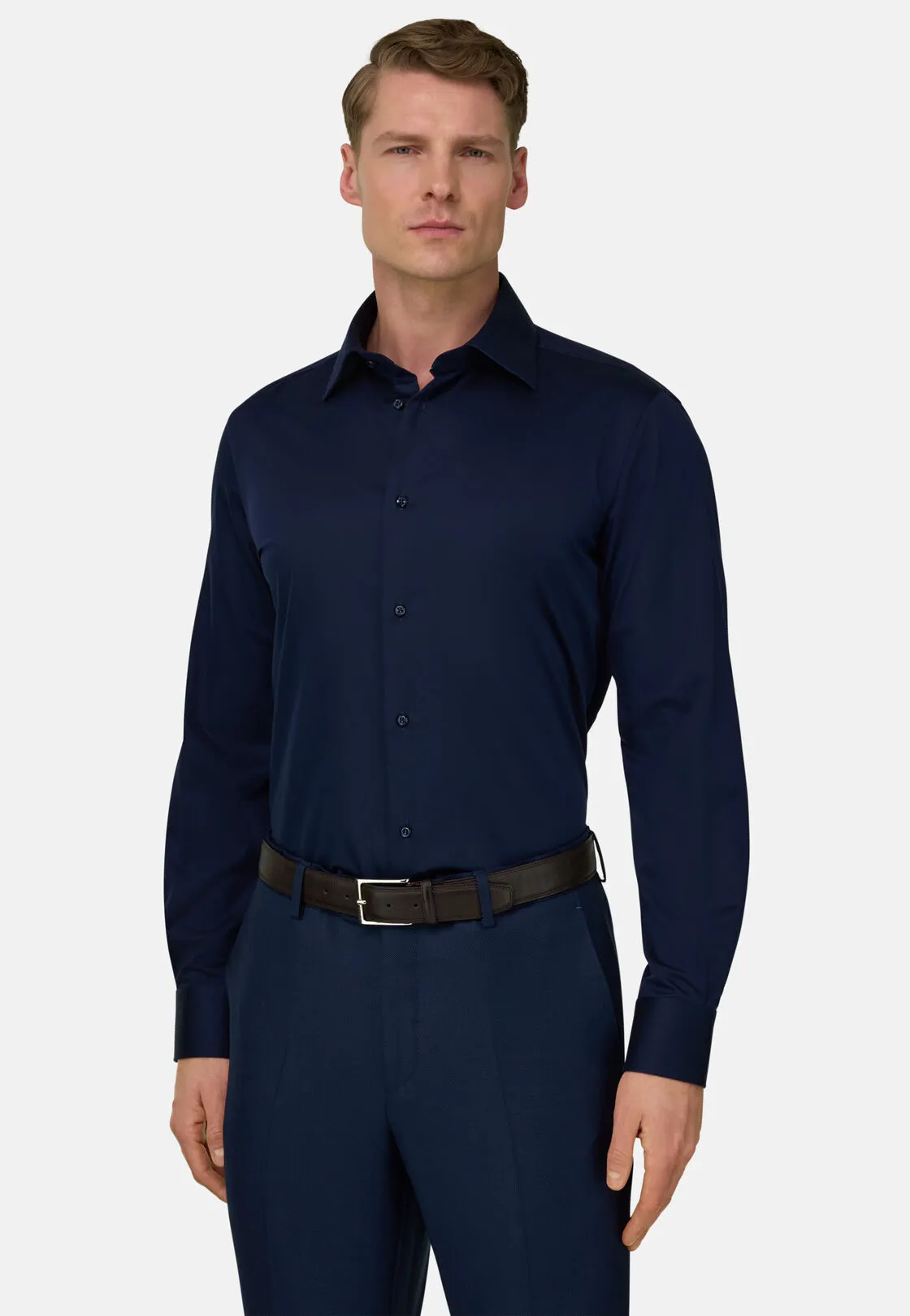 Boggi, Camicia In Satin Di Cotone Regular Fit, Donna, Navy, Taglia: 40 - immagine 1