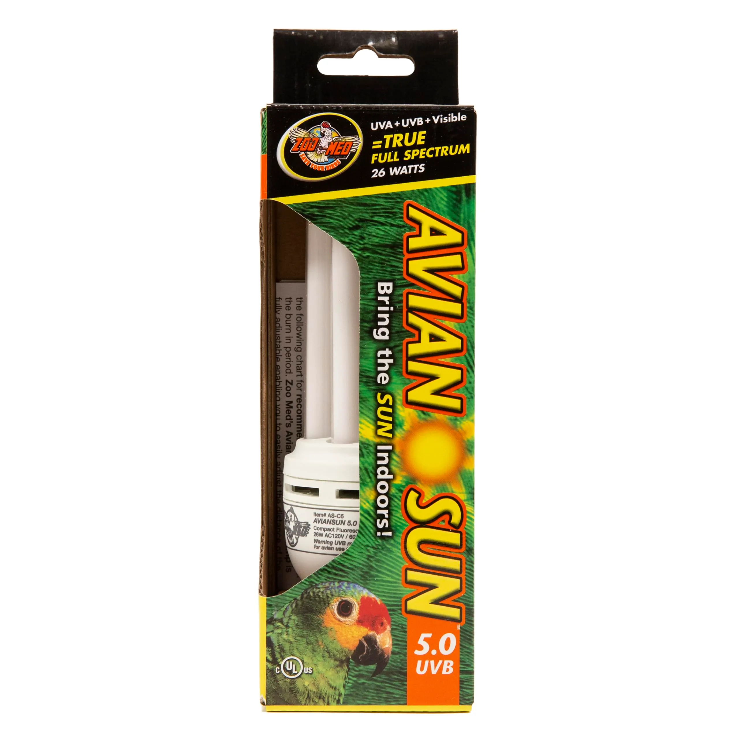 Zoo Med AS-C5E AvianSun 5.0 UVB Lampada voliera per uccelli 26 Watt, fluorescente compatta in vetro al quarzo - immagine 1