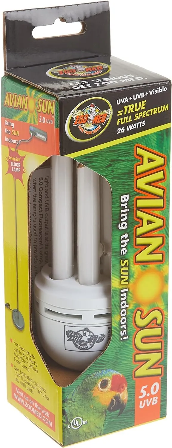 Zoo Med AS-C5E AvianSun 5.0 UVB Lampada voliera per uccelli 26 Watt, fluorescente compatta in vetro al quarzo - immagine 8