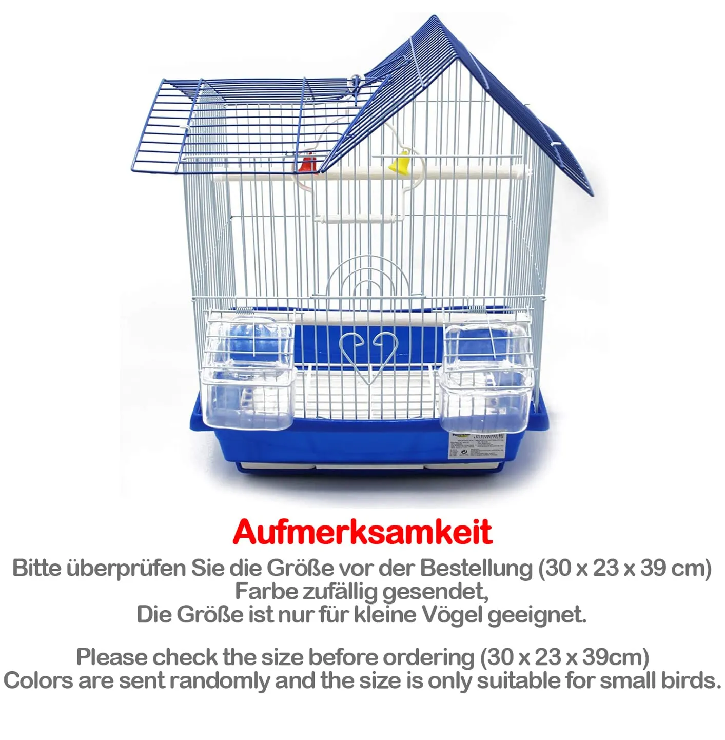 BPS Bird Cage Metal con Feeder Drinker Swing Jumper Color Rosa 30 x 23 x 39 cm BPS-116 - immagine 2