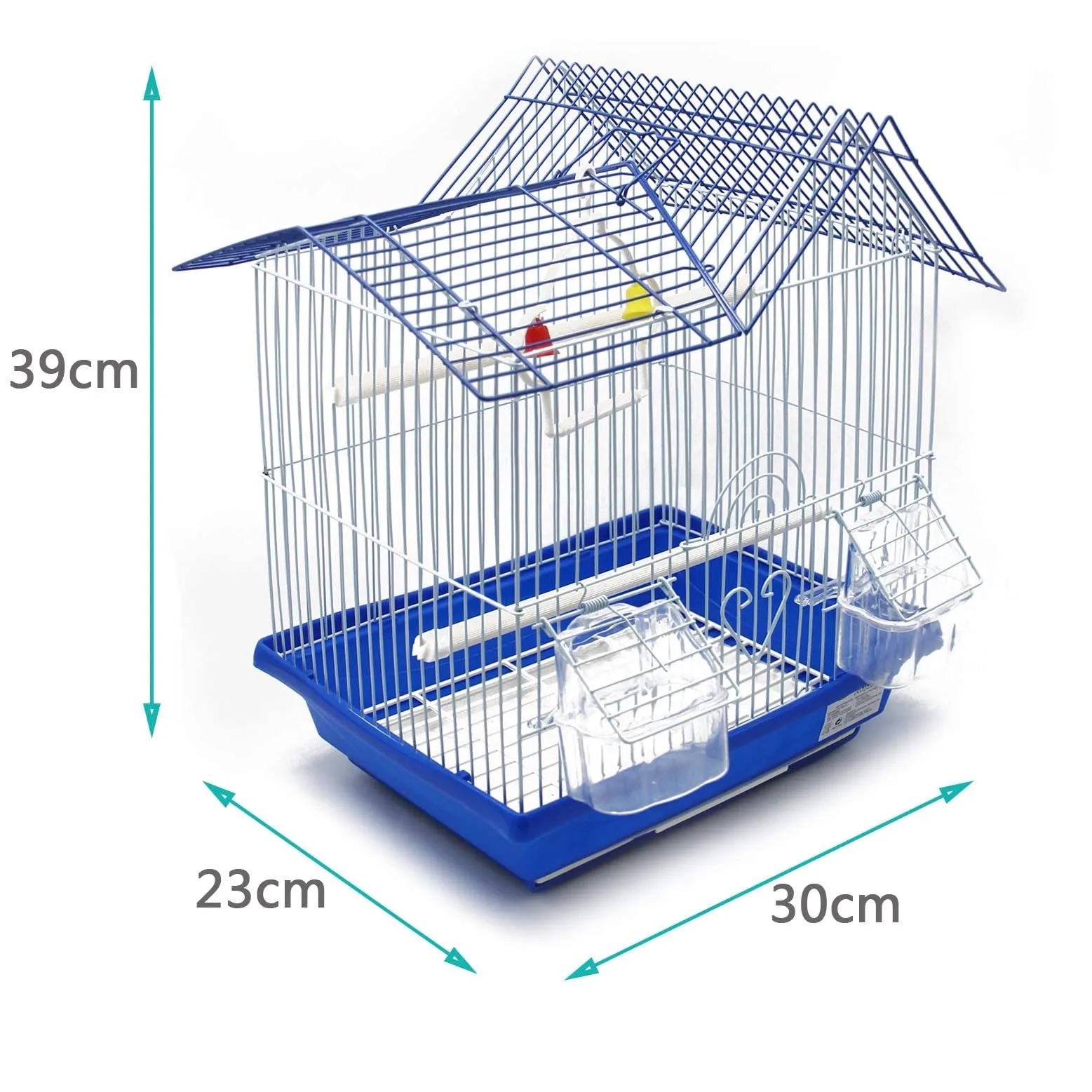 BPS Bird Cage Metal con Feeder Drinker Swing Jumper Color Rosa 30 x 23 x 39 cm BPS-116 - immagine 3