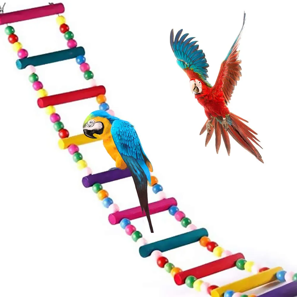 Meiso, giocattolo per uccelli da 74 x 10 cm, per pappagalli, scala, altalena, ponticello arcobaleno per pappagalli, parrocchetti, calopsiti, cokatoo, inseparabili - immagine 1