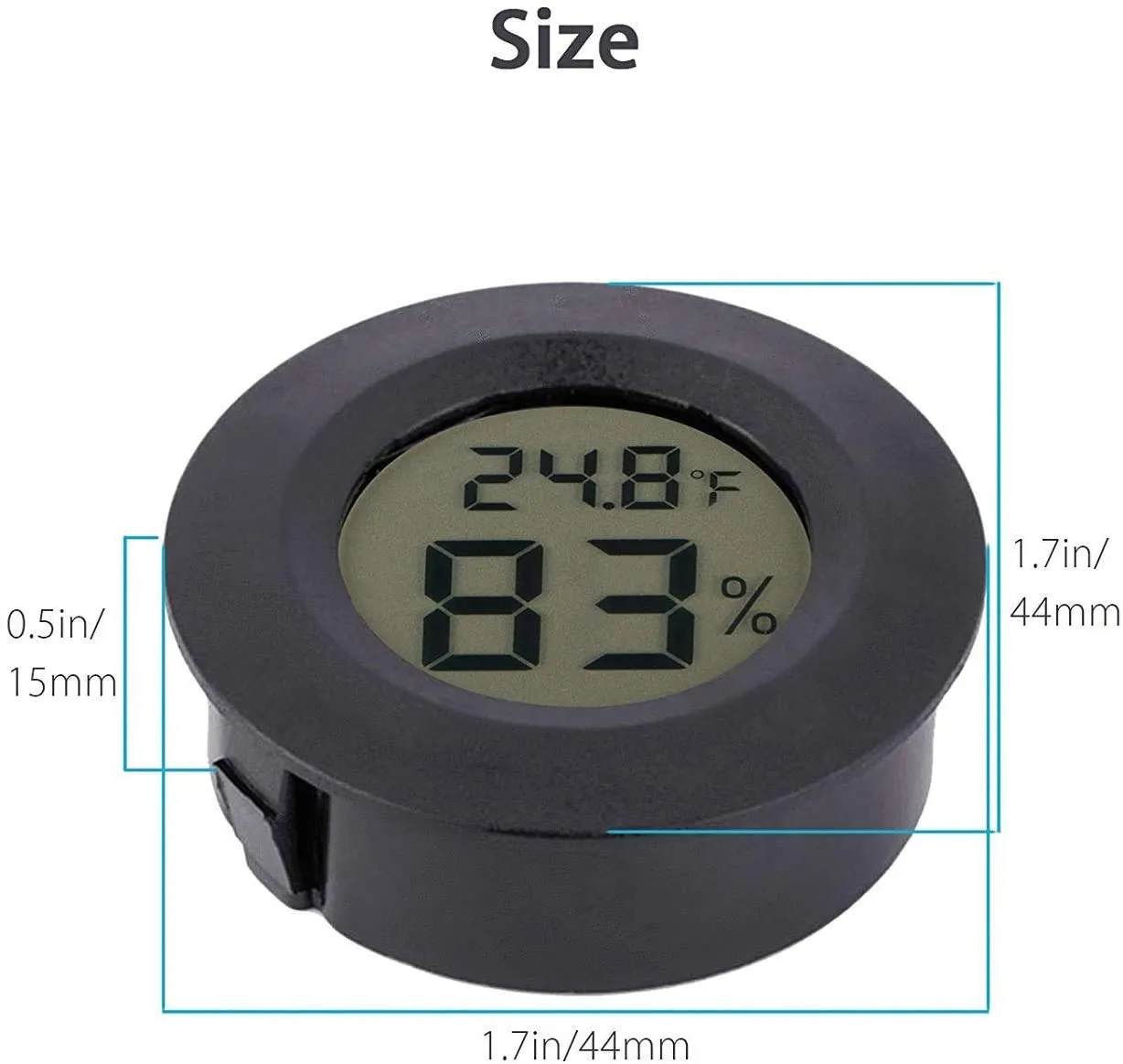 ZHITING Mini Termometro Digitale, Monitor LCD Misuratore di Umidità per Interni Esterni per Umidificatori Deumidificatori Serra Seminterrato Babyroom Fahrenheit o Celsius (Black-2 PCS) - immagine 2