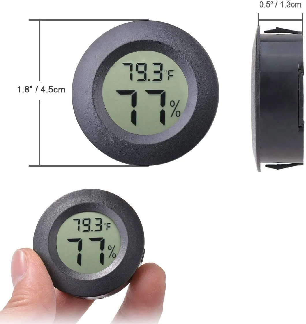 ZHITING Mini Termometro Digitale, Monitor LCD Misuratore di Umidità per Interni Esterni per Umidificatori Deumidificatori Serra Seminterrato Babyroom Fahrenheit o Celsius (Black-2 PCS) - immagine 5