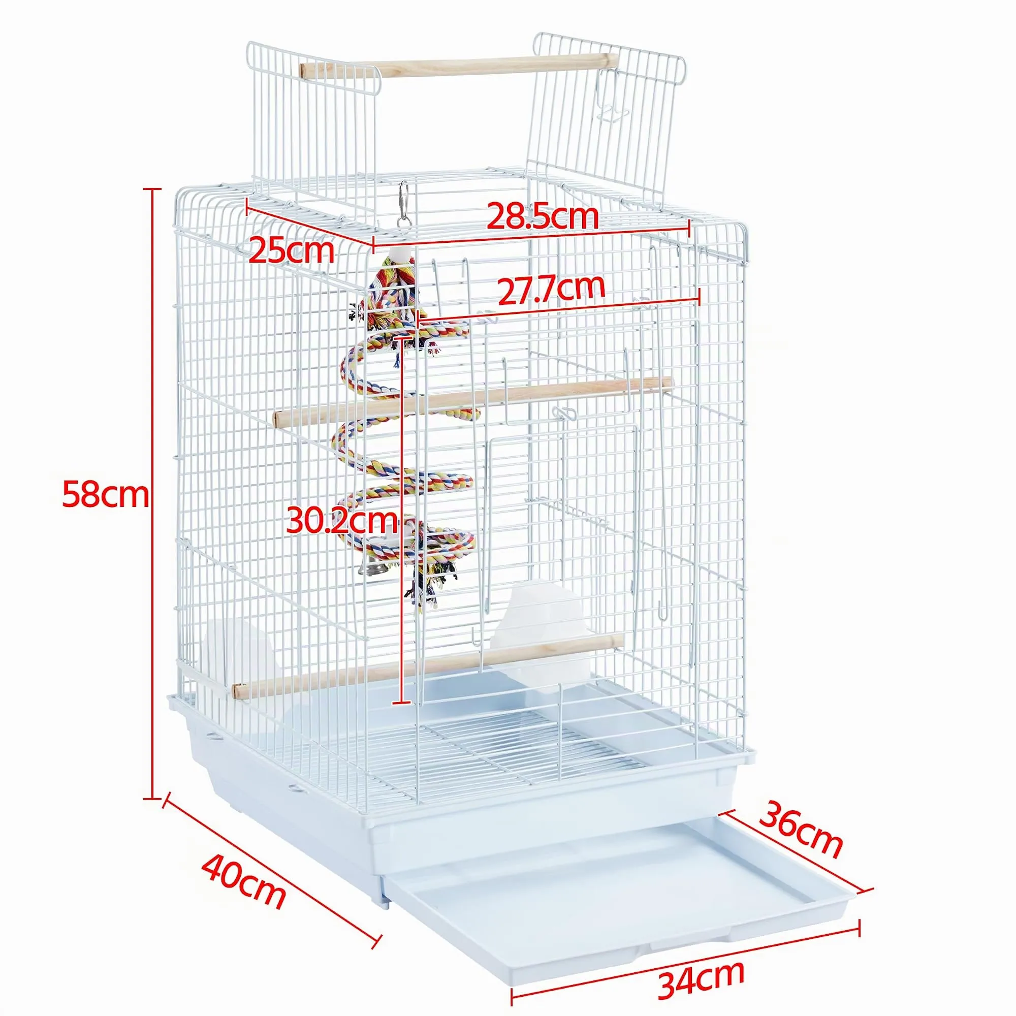 Yaheetech Gabbia Uccelli Metallo Tetto Apribile 40 × 40 × 58 cm Bianco - immagine 4