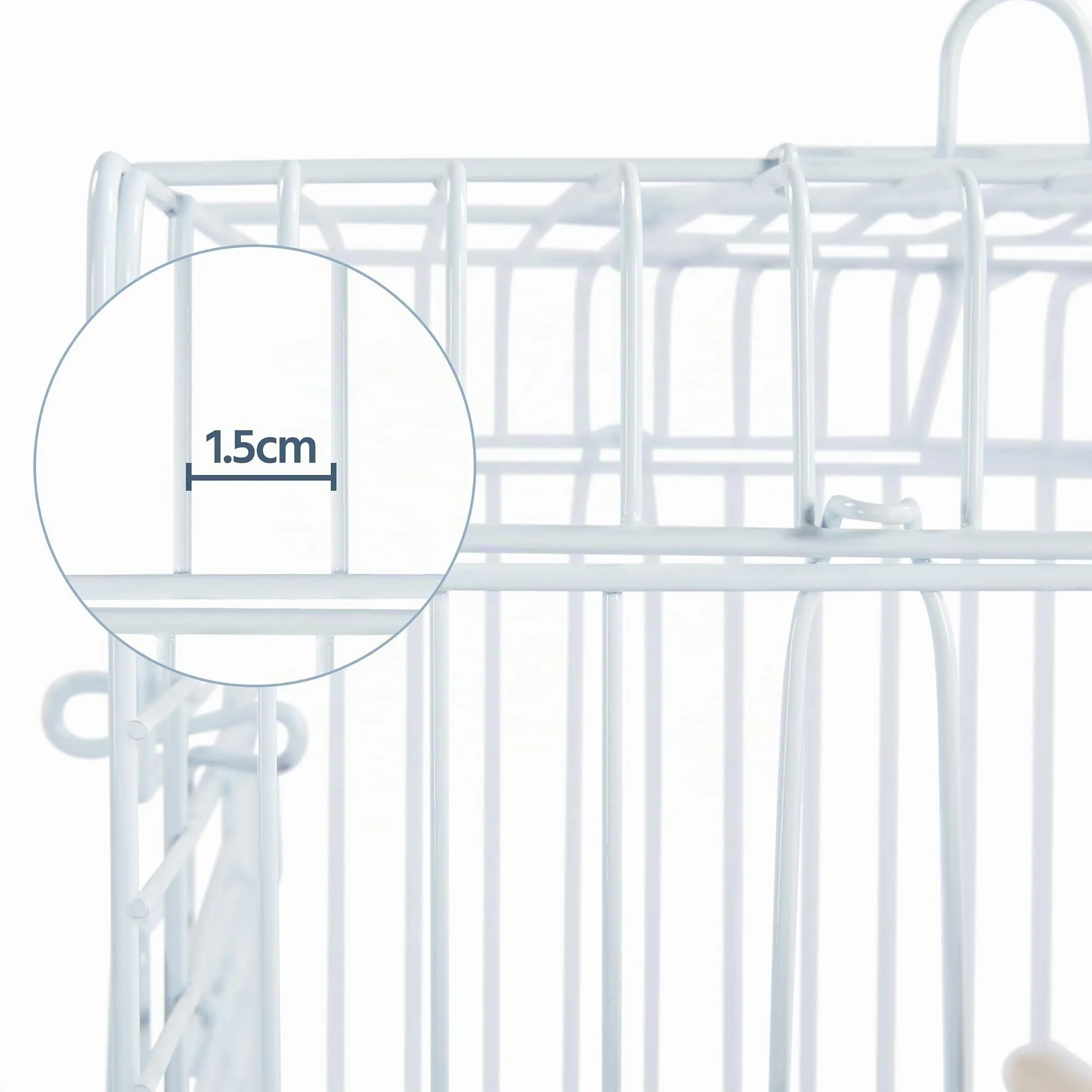 Yaheetech Gabbia Uccelli Metallo Tetto Apribile 40 × 40 × 58 cm Bianco - immagine 5