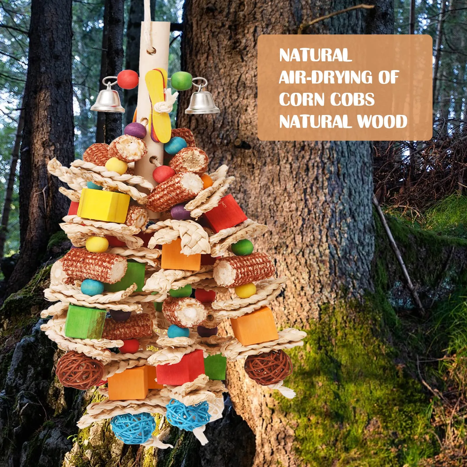 giochi per pappagalli, colorato Giocattoli Pappagallo di Uccelli in Corda, Giocattoli per Gabbia da Masticare con campanelle per Cockatiels, Pappagallini e Uccelli Adorabili - immagine 3