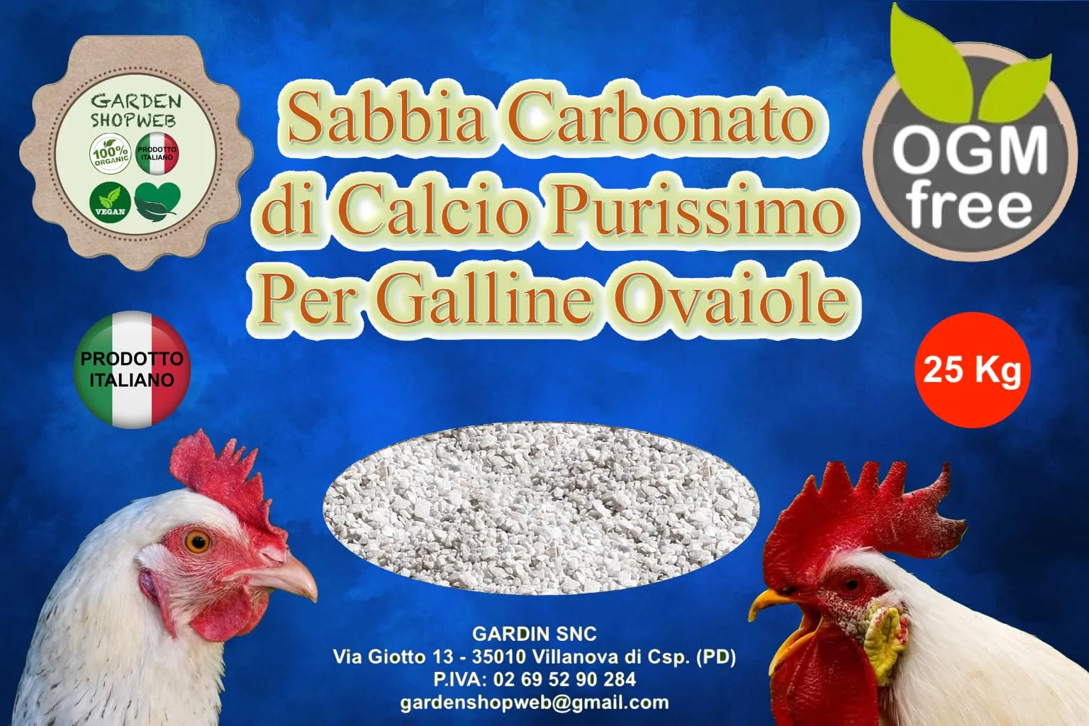 Sabbia Carbonato di Calcio Purissimo Ottimo per Galline Ovaiole in Vaso richidibile e riponibile (25 Kg) - immagine 2