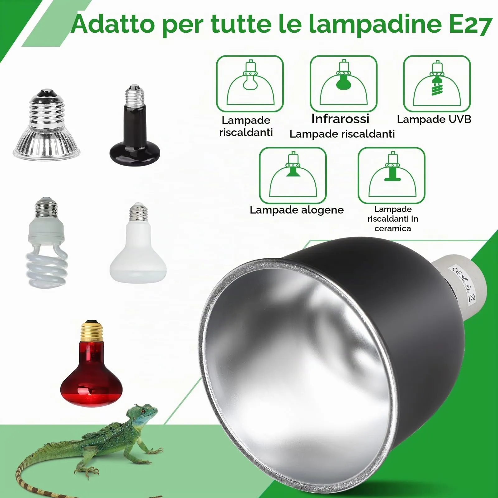 CPROSP Cupola Profonda Rettile Light Fixture E27 con 1 Lampada Riscaldante - immagine 4