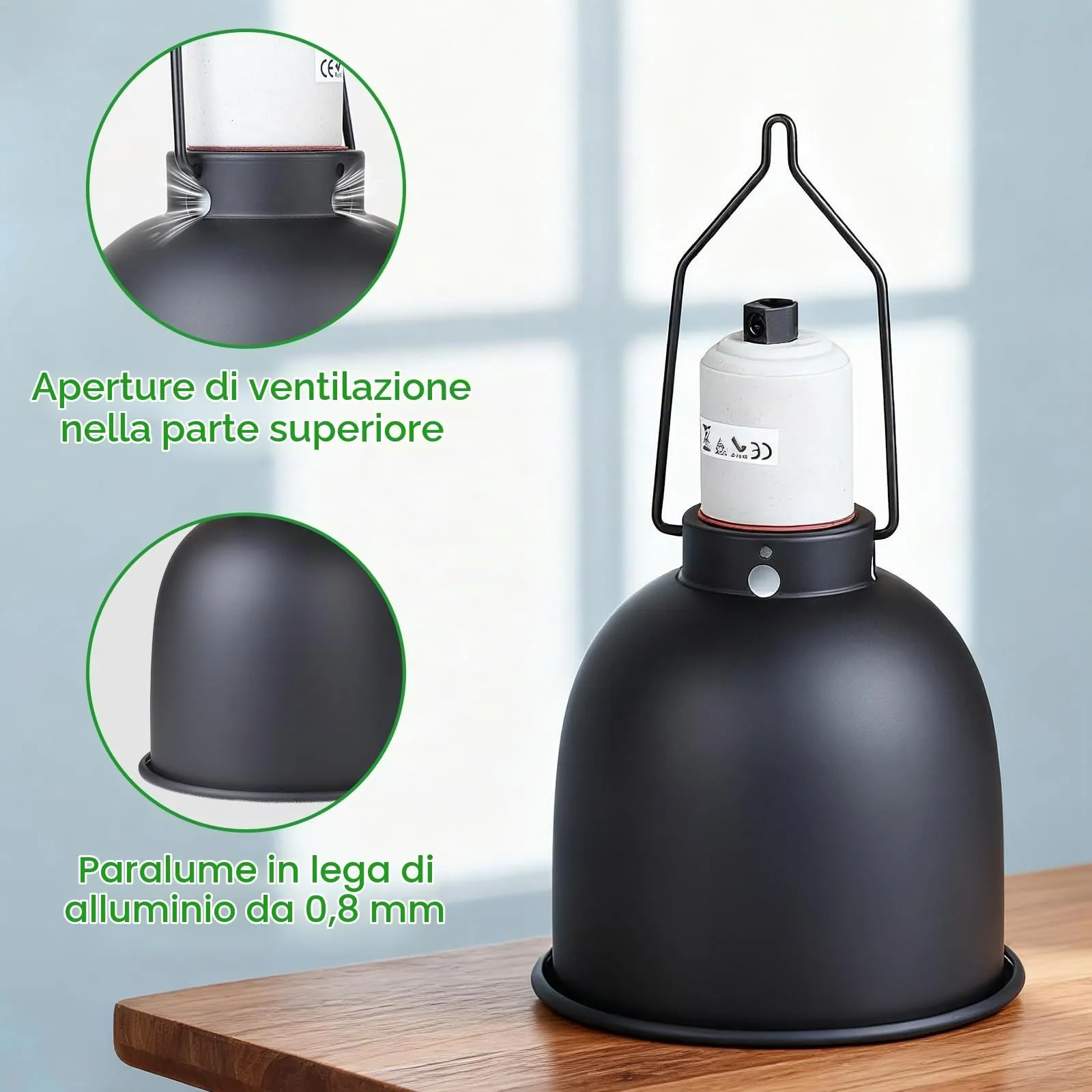 CPROSP Cupola Profonda Rettile Light Fixture E27 con 1 Lampada Riscaldante - immagine 5