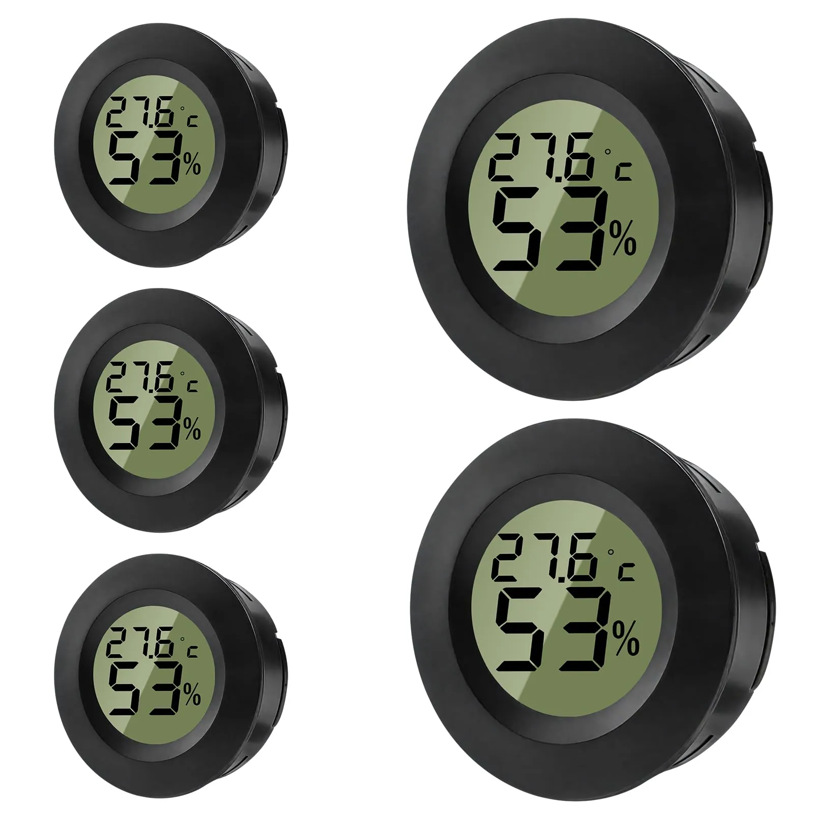 ZHITING Igrometro Termometro Mini Digitale Misuratore di Temperatura e Umidità Igrometro Tondo per Interni, Serre, Terrari, Custodie per Chitarre, Umidor, Incubatrici & Vetro (Confezione da 5) - immagine 1
