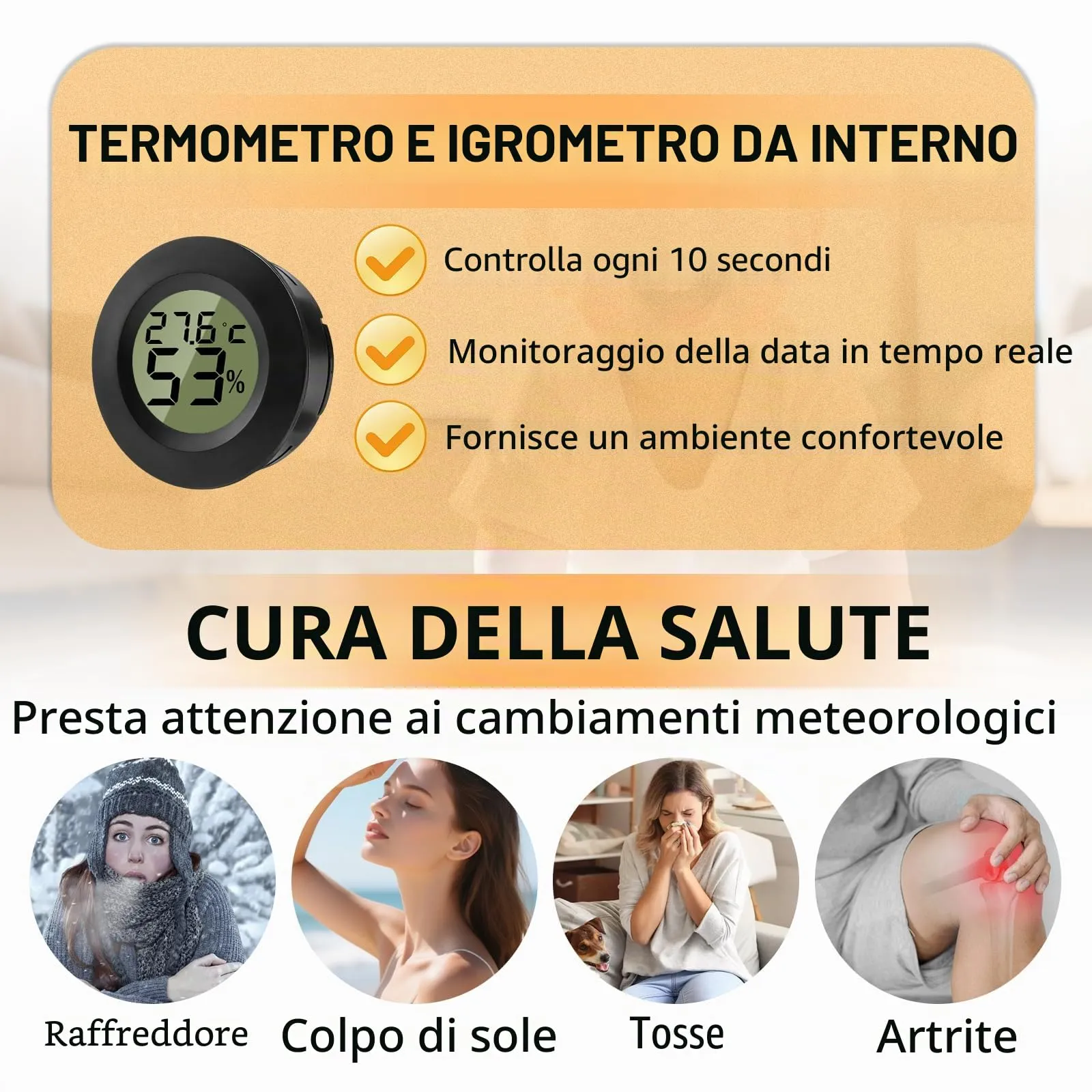 ZHITING Igrometro Termometro Mini Digitale Misuratore di Temperatura e Umidità Igrometro Tondo per Interni, Serre, Terrari, Custodie per Chitarre, Umidor, Incubatrici & Vetro (Confezione da 5) - immagine 3