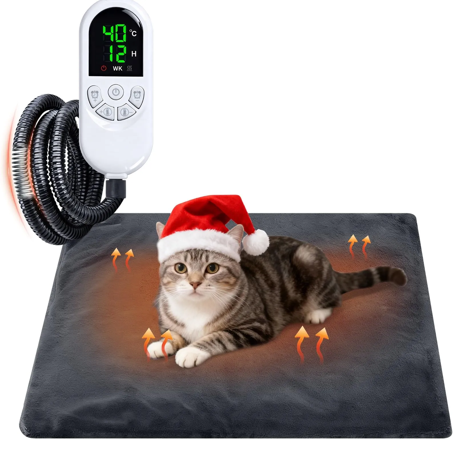 Qoosea Tappetino Riscaldante per Gatti e Cani 45x45cm, Tappeto Termico per Animali con 30-60°C Temperatura Regolabile e Timer, Cuscino Termico Elettrico Cane Sicuro con Cavo Anti-Morso - immagine 1