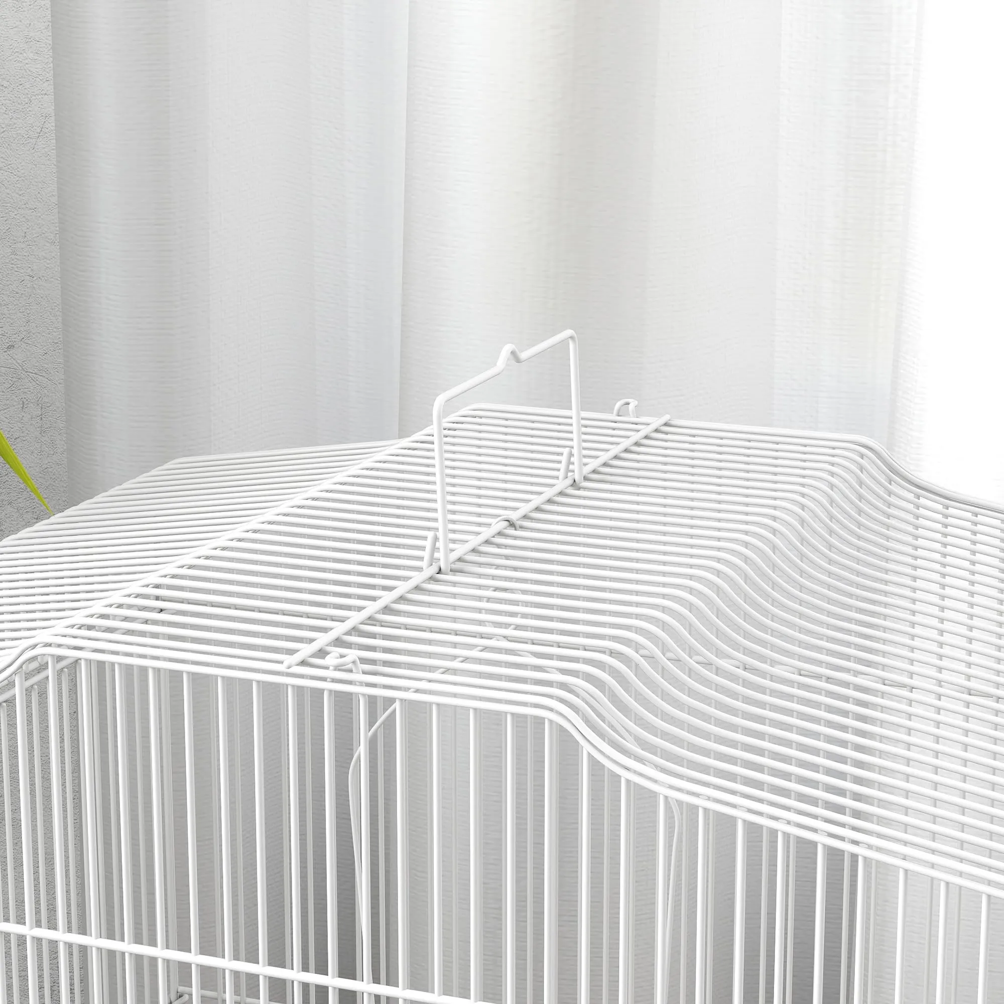 PawHut Gabbia per Uccelli Portatile per Pappagallini 46.5x36x59 cm Bianco - immagine 9