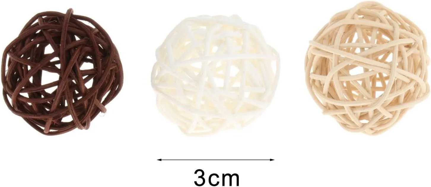 Ervoxo 40 palline in rattan Bird Toy Ball Wicker Rattan Ball Bite Chew Toys Uccello giocattolo da masticare per pappagalli fai da te per pappagalli, uccelli, fai da te (multicolore) - immagine 2